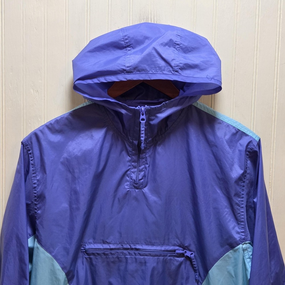 Gap Athletic Jacket Mens Medium Purple Blue Hooded 1/2 Zip Anorak Windbreaker